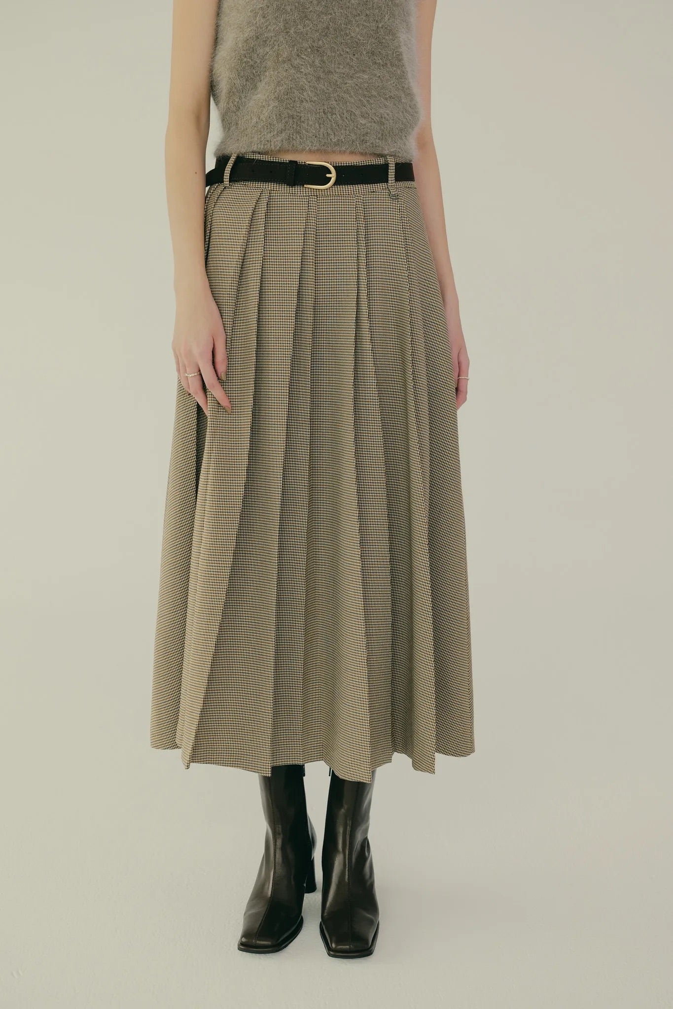 Bode check pleat skirt