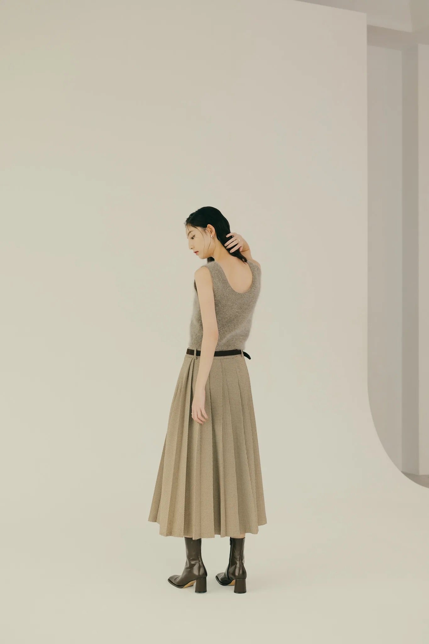 Bode check pleat skirt