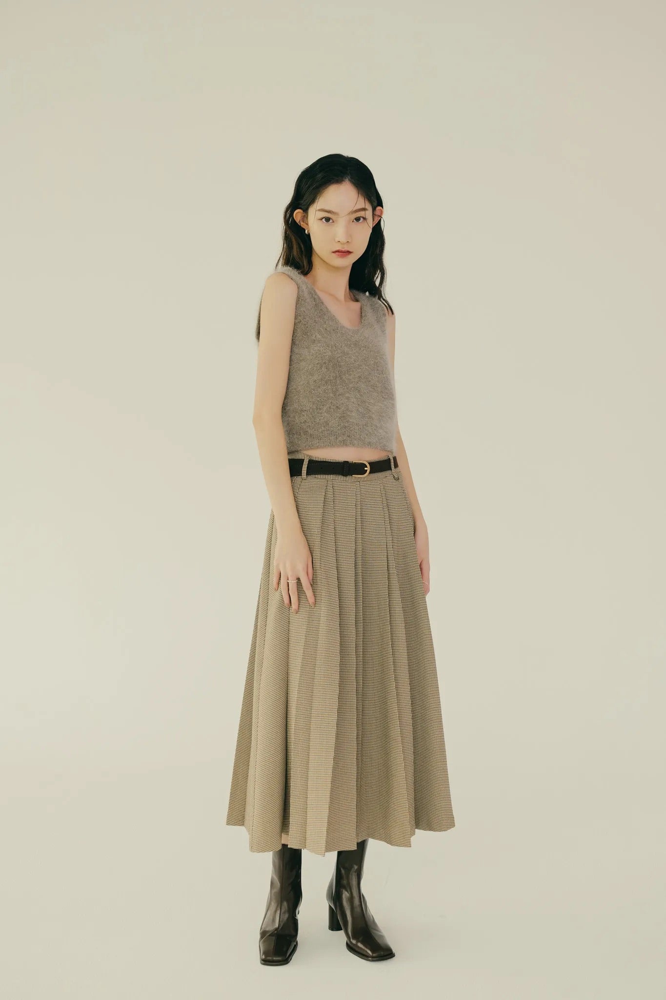 Bode check pleat skirt