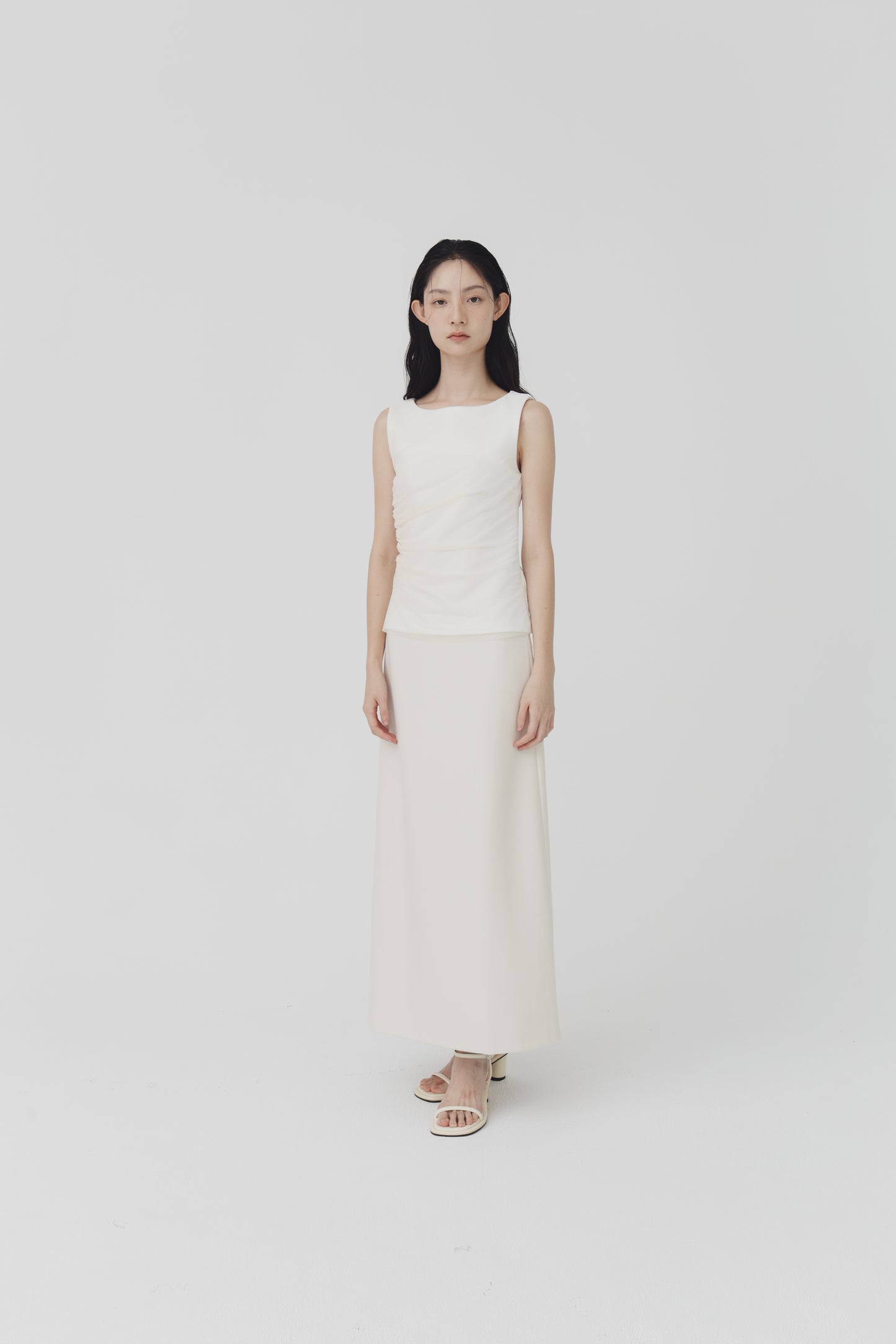 Sheer gathered vest top