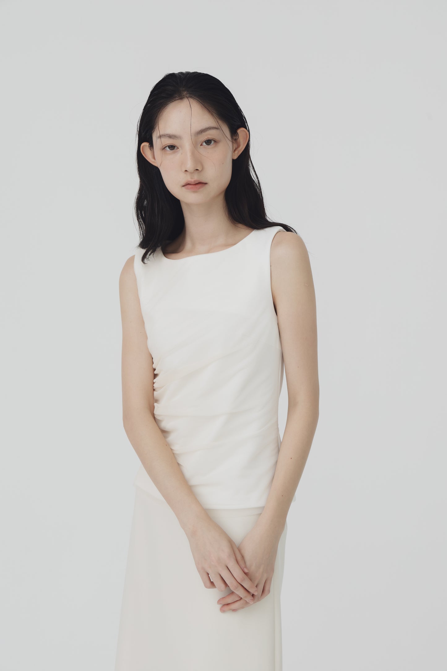 Sheer gathered vest top