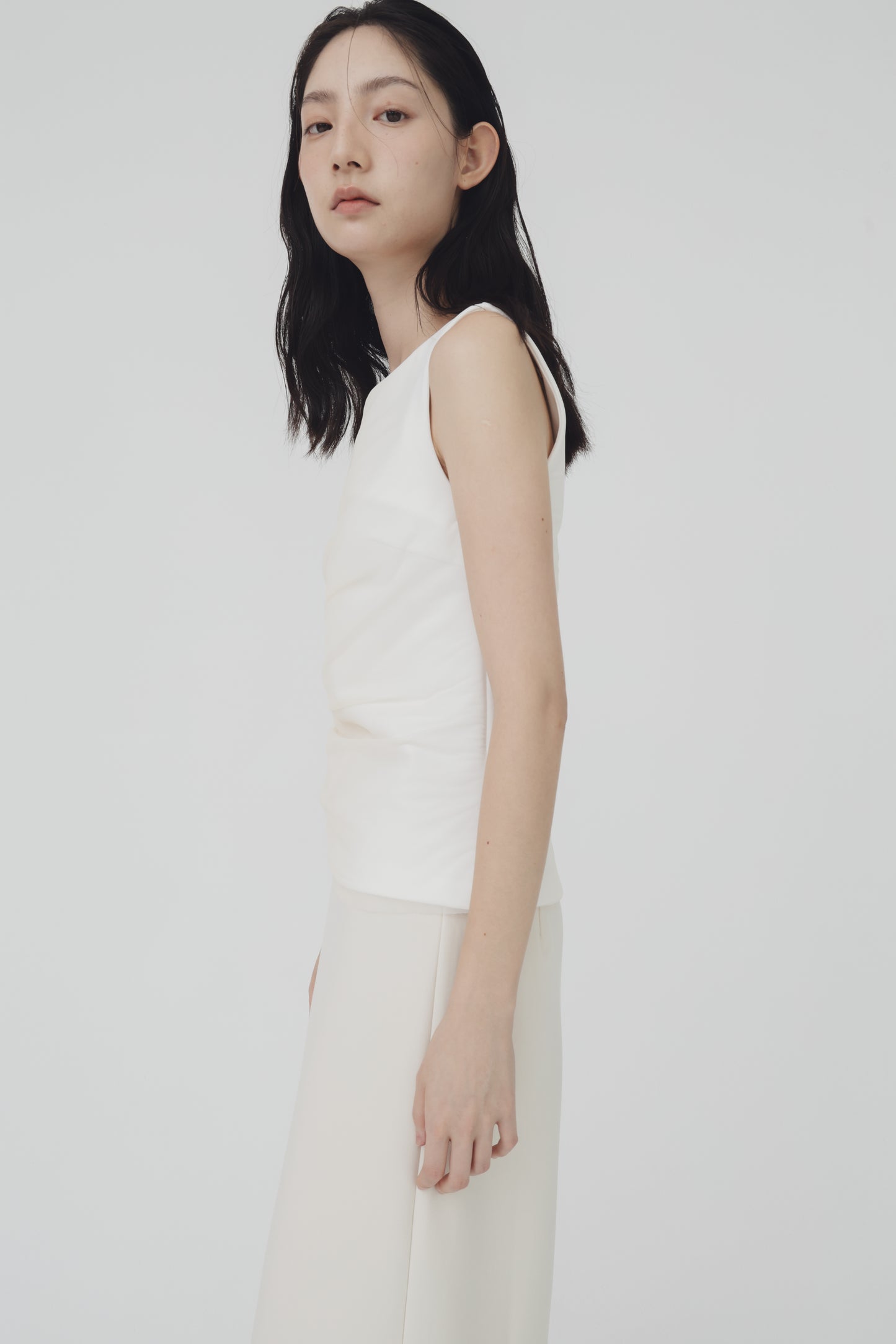Sheer gathered vest top