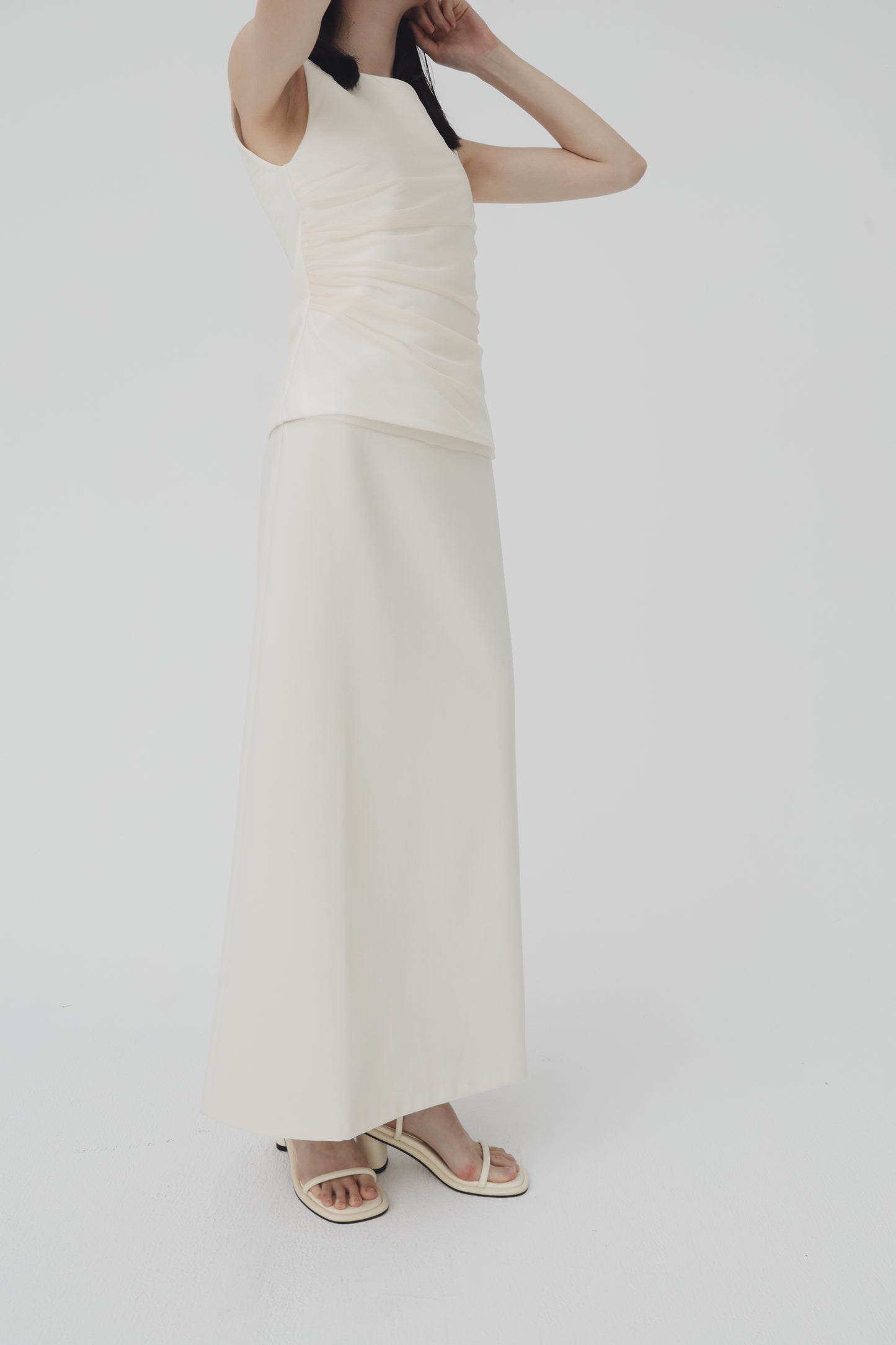 Sheer gathered vest top