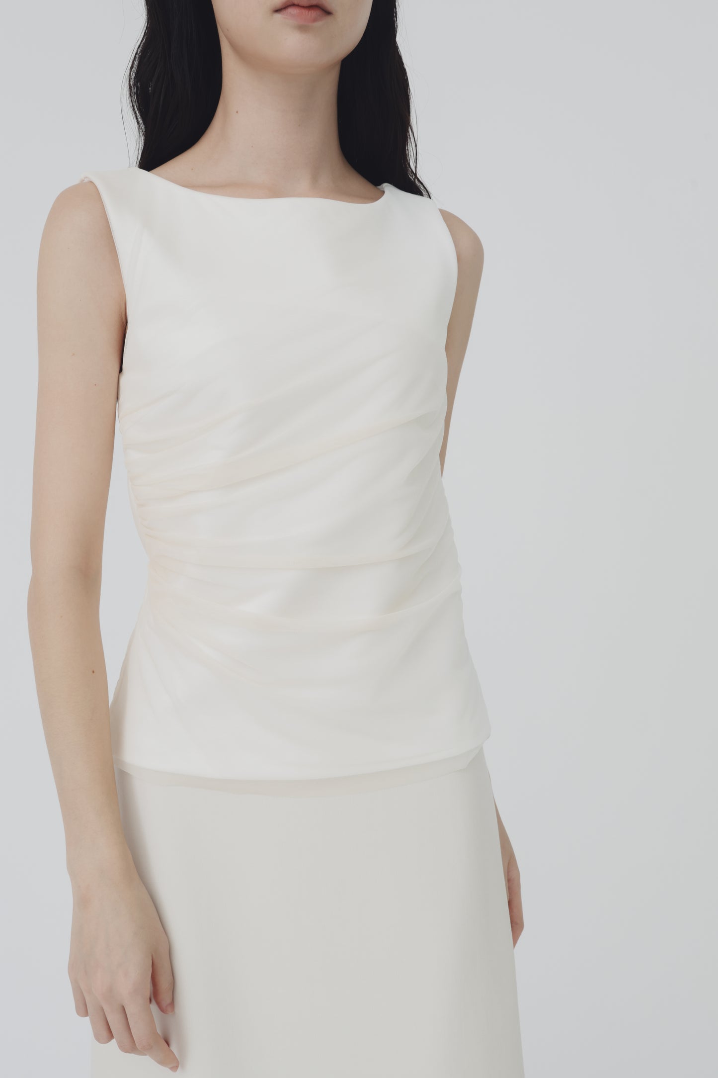 Sheer gathered vest top
