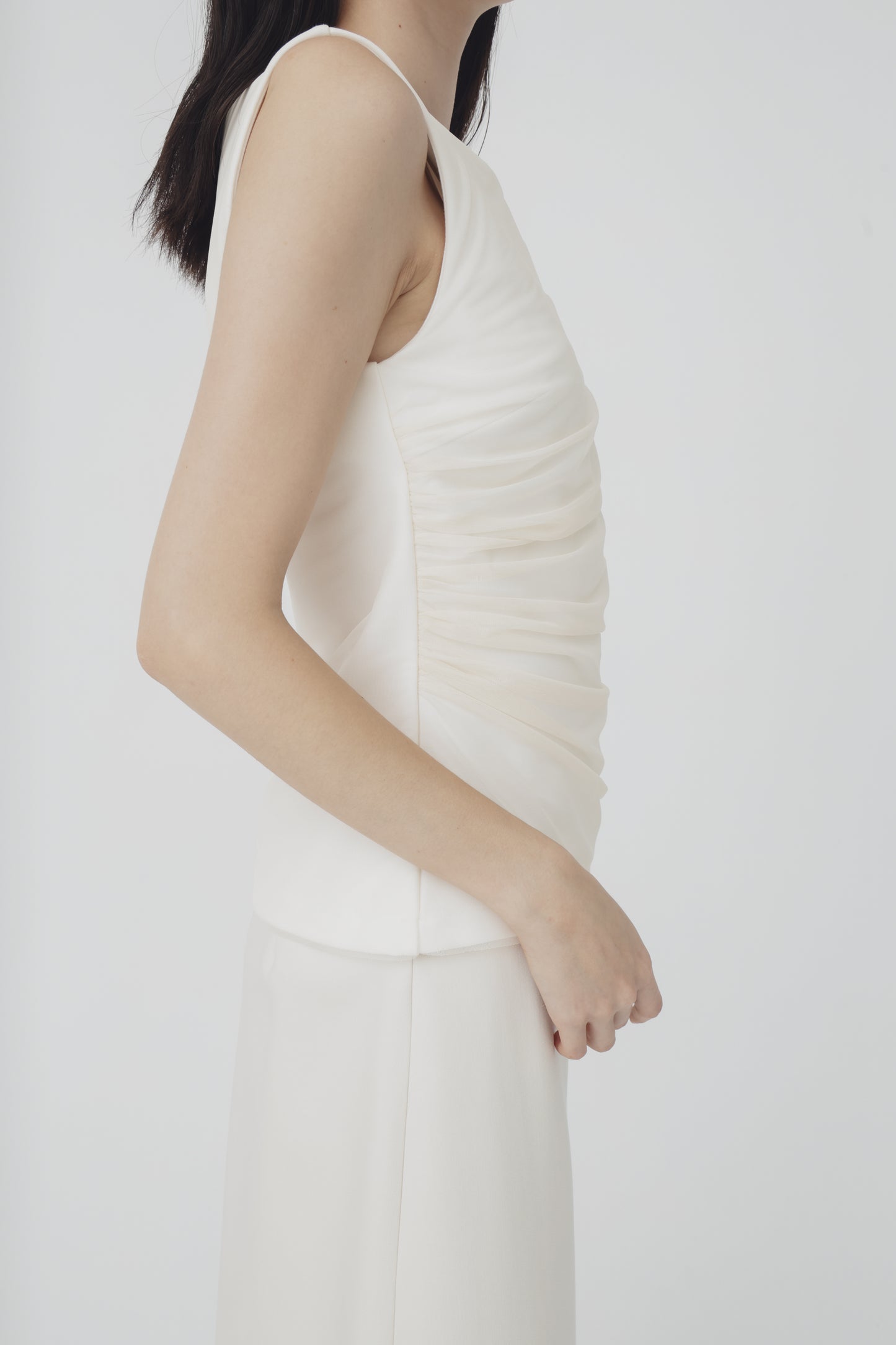 Sheer gathered vest top