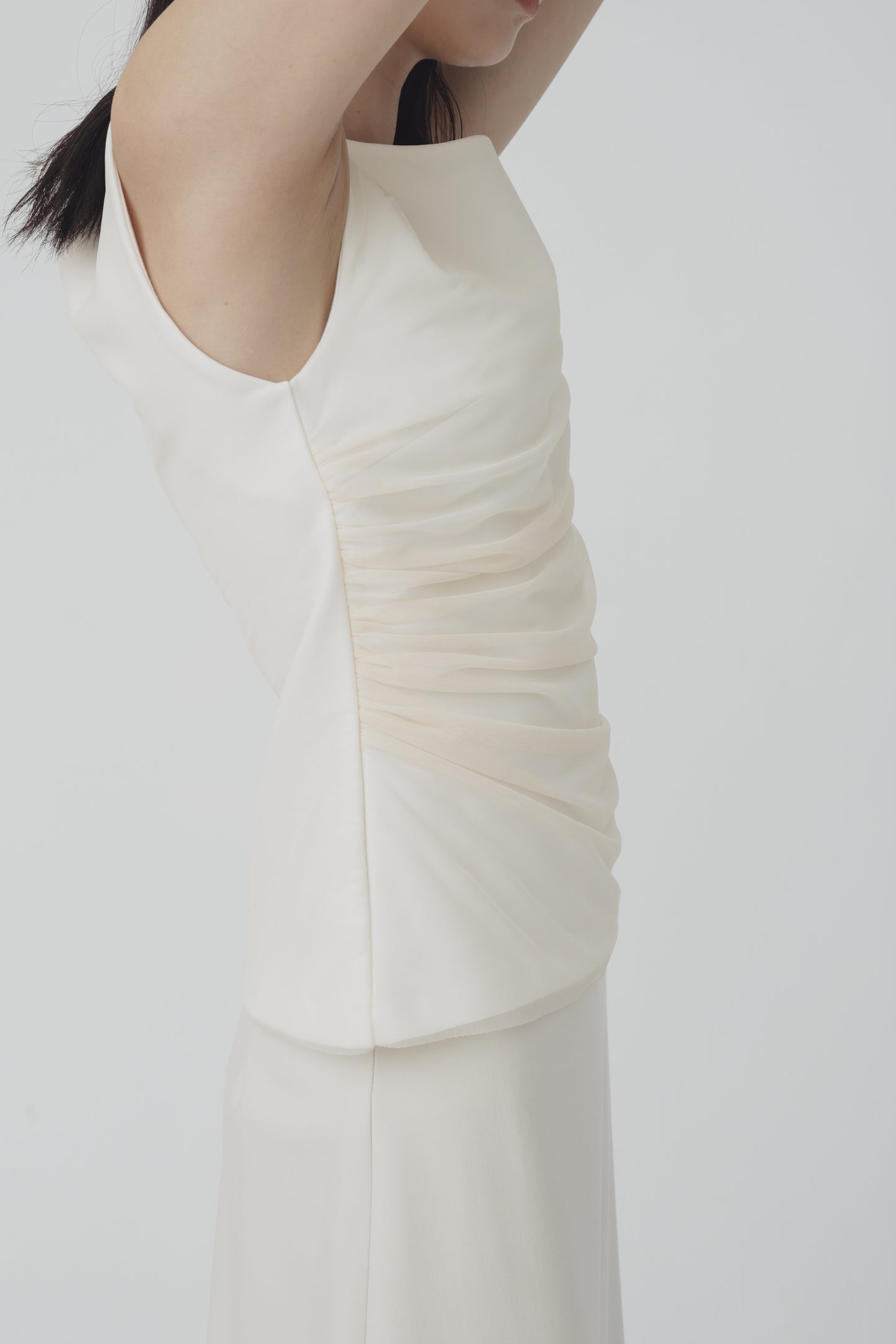 Sheer gathered vest top