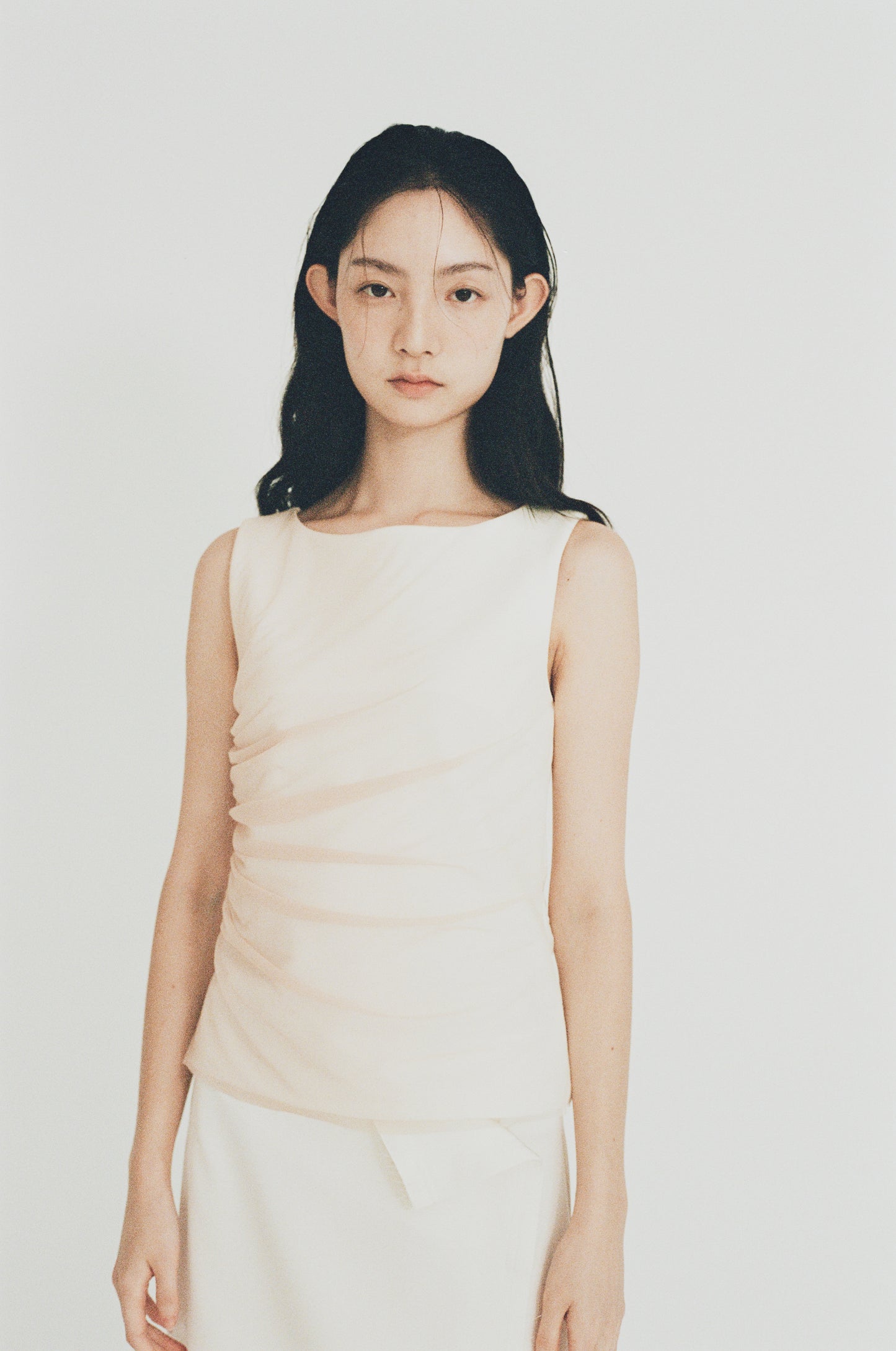 Sheer gathered vest top