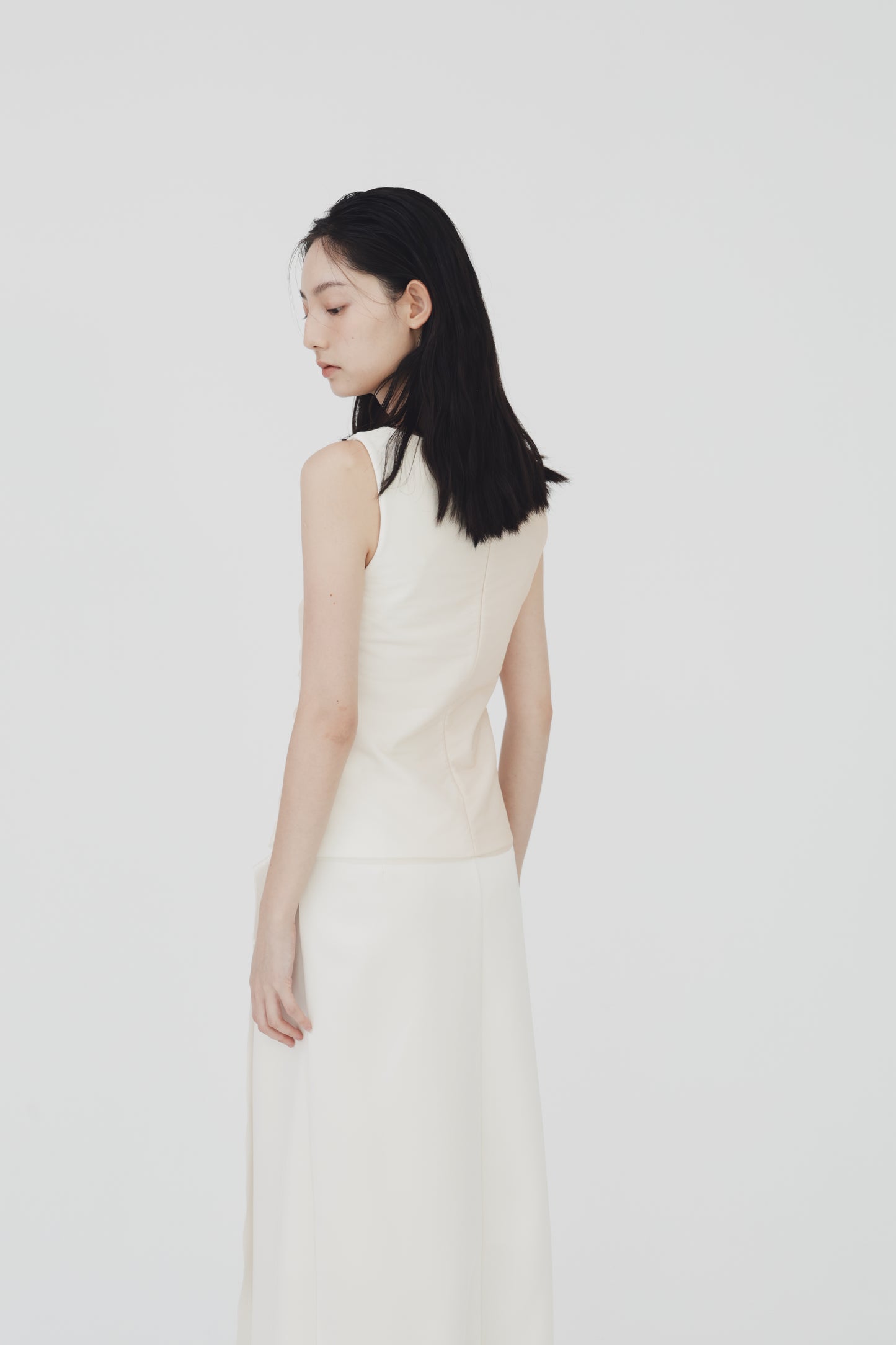 Sheer gathered vest top
