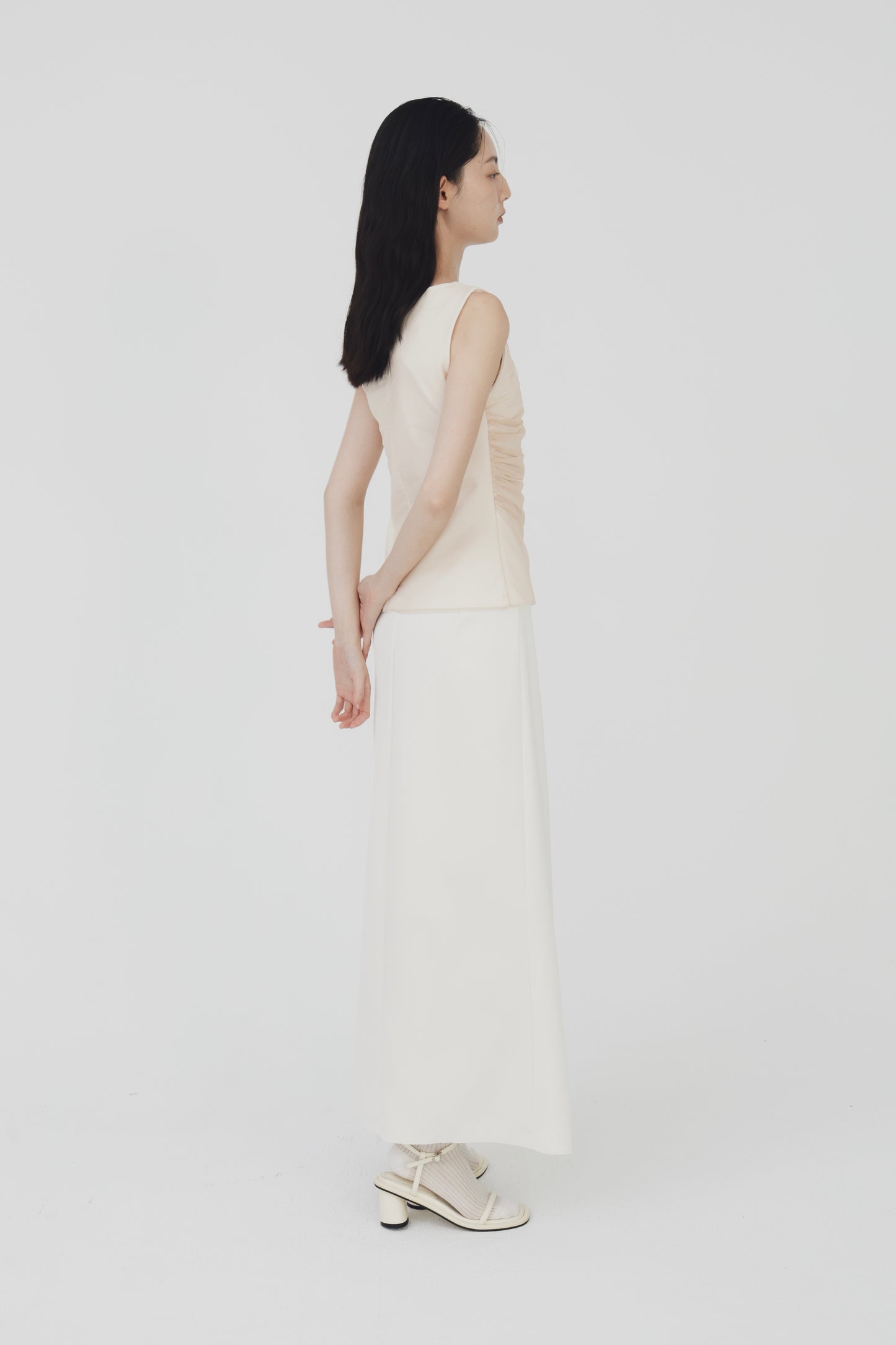 Sheer gathered vest top