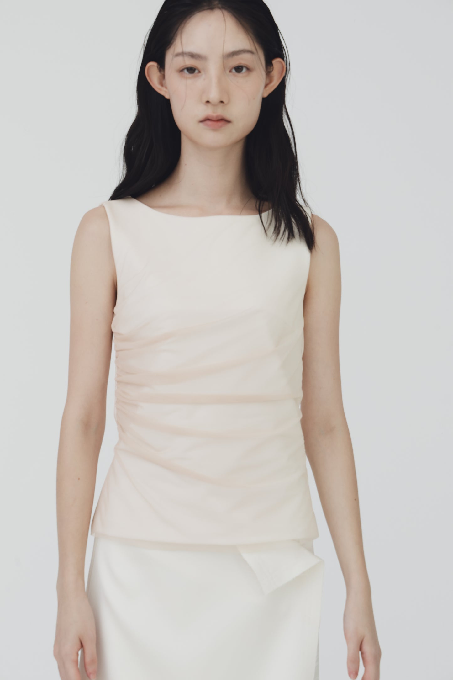 Sheer gathered vest top