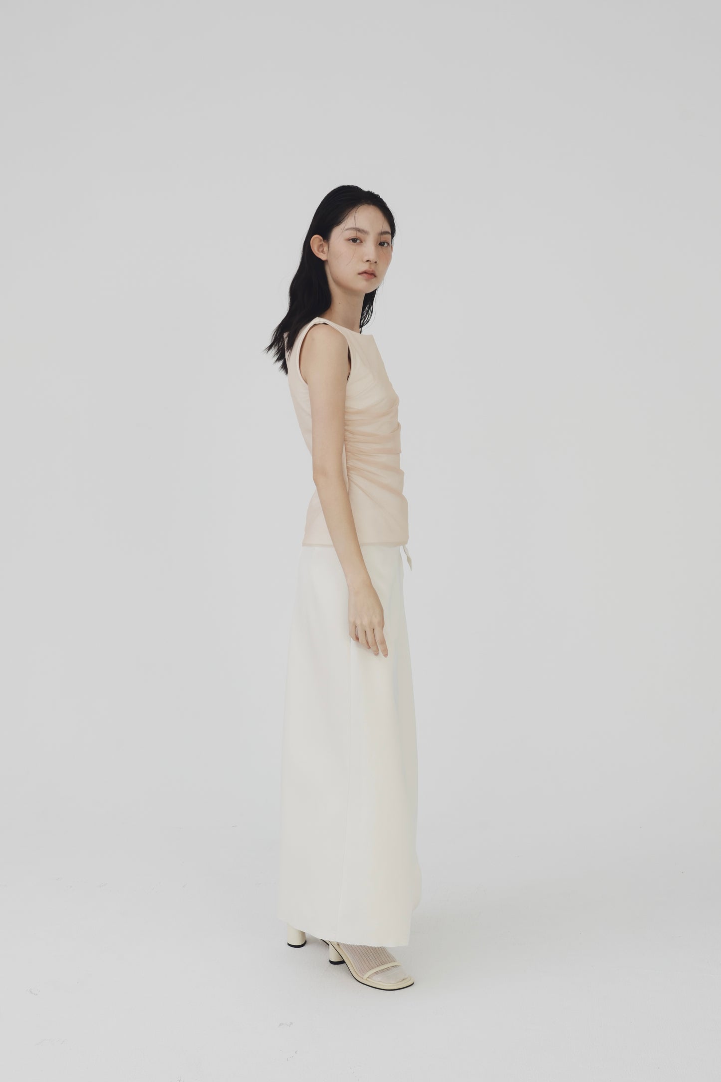 Sheer gathered vest top
