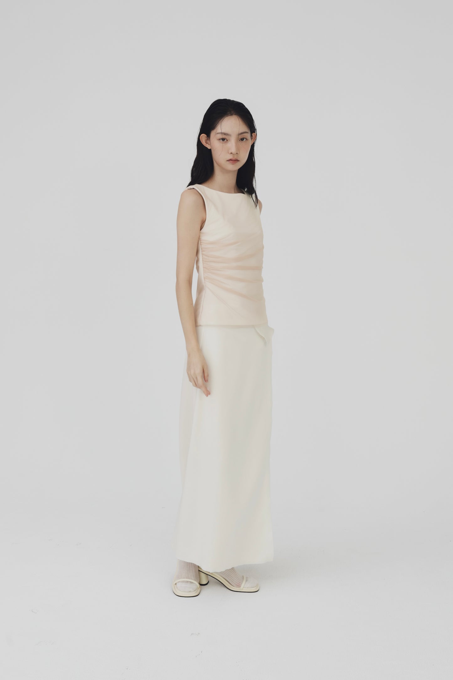 Sheer gathered vest top