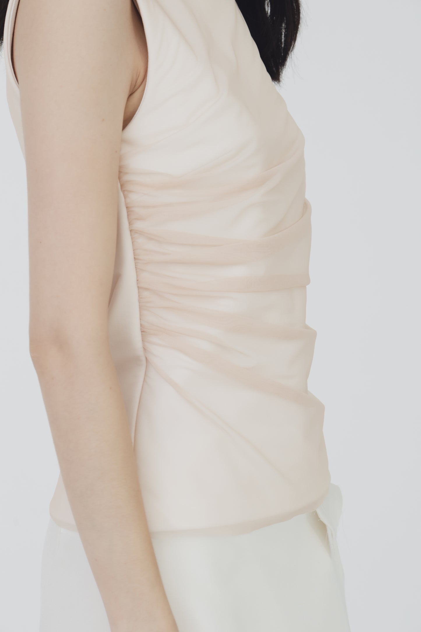 Sheer gathered vest top