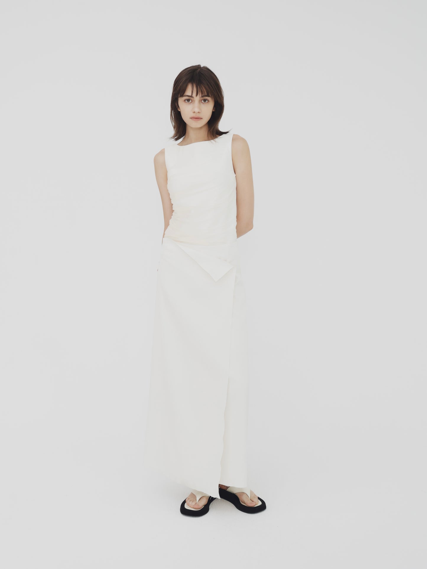 Sheer gathered vest top