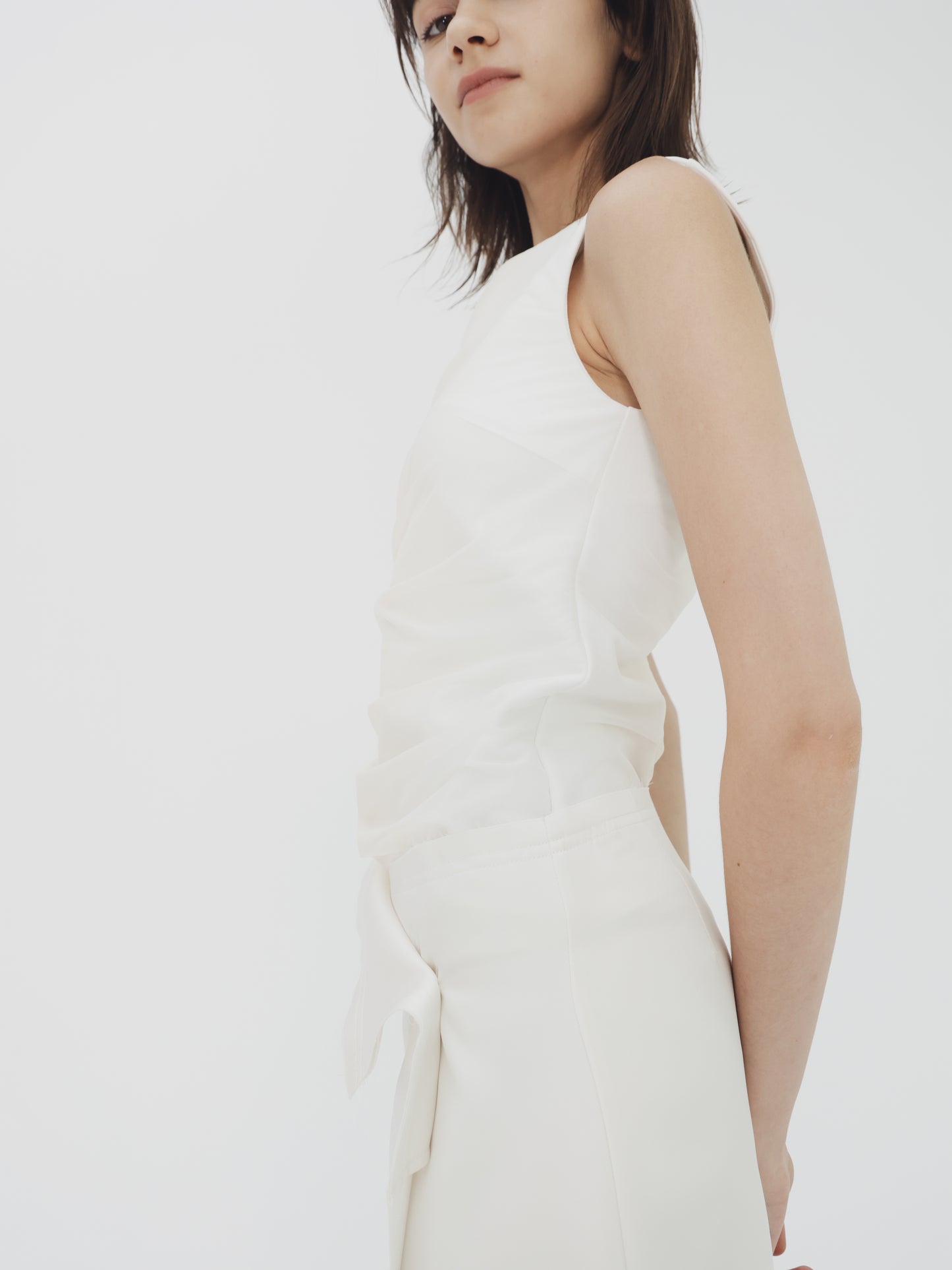 Sheer gathered vest top