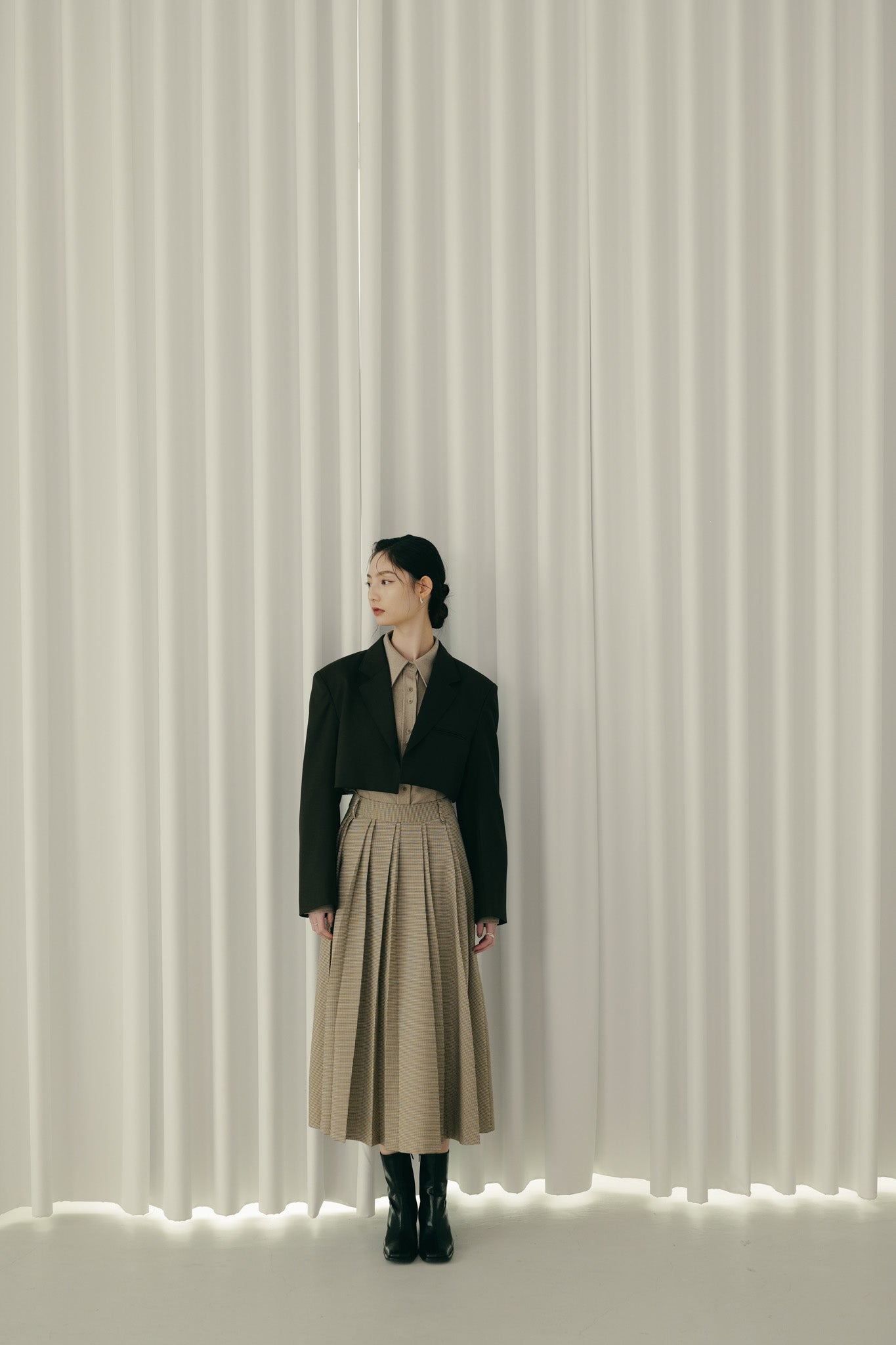 Bode check pleat skirt