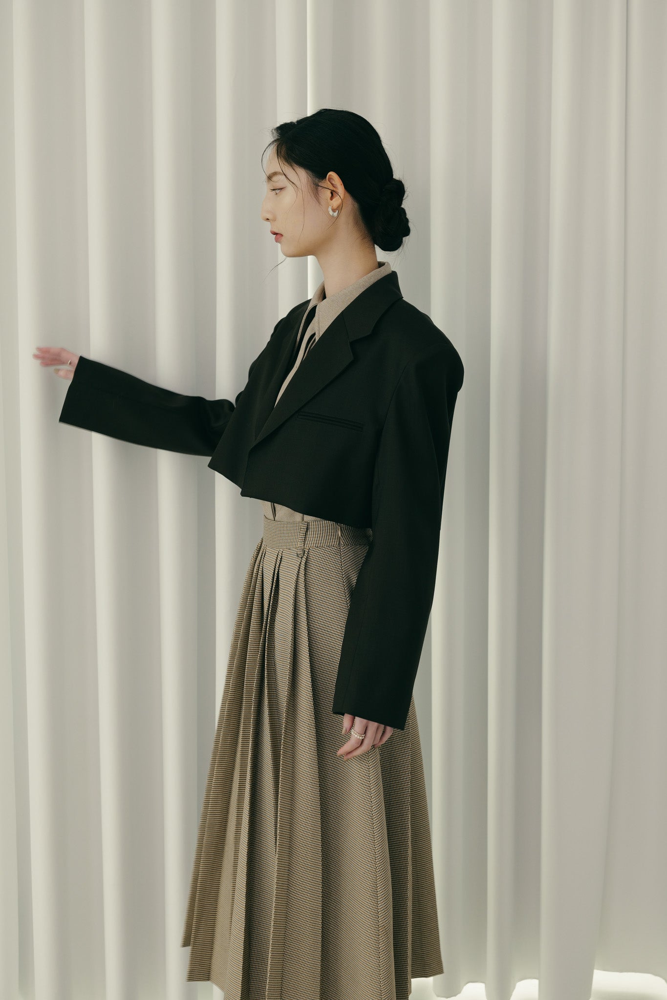 Bode check pleat skirt