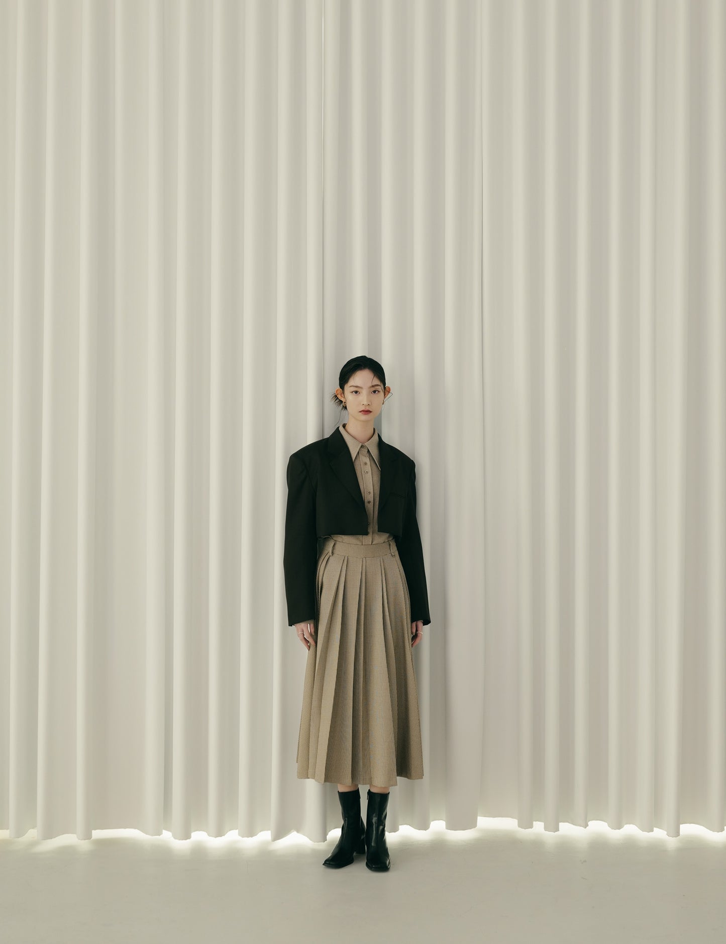 Bode check pleat skirt