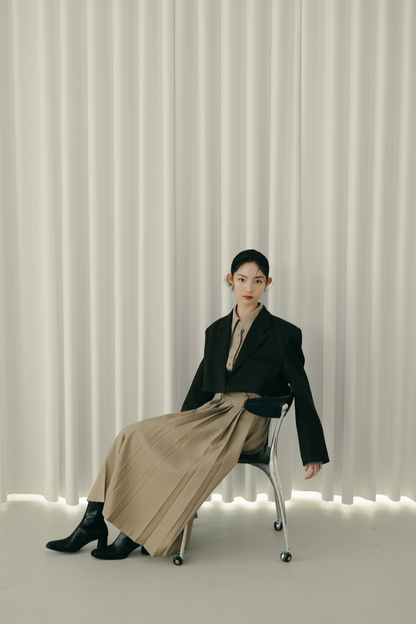 Bode check pleat skirt