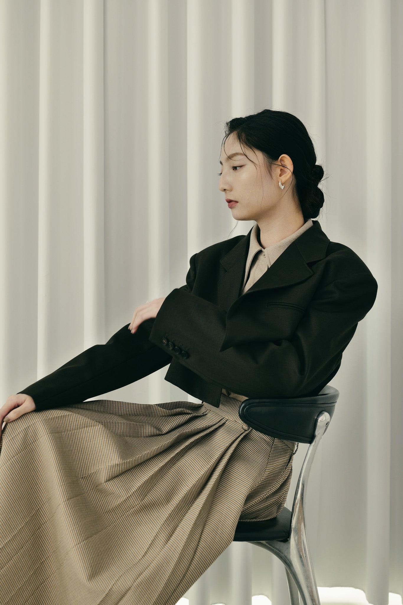 Bode check pleat skirt