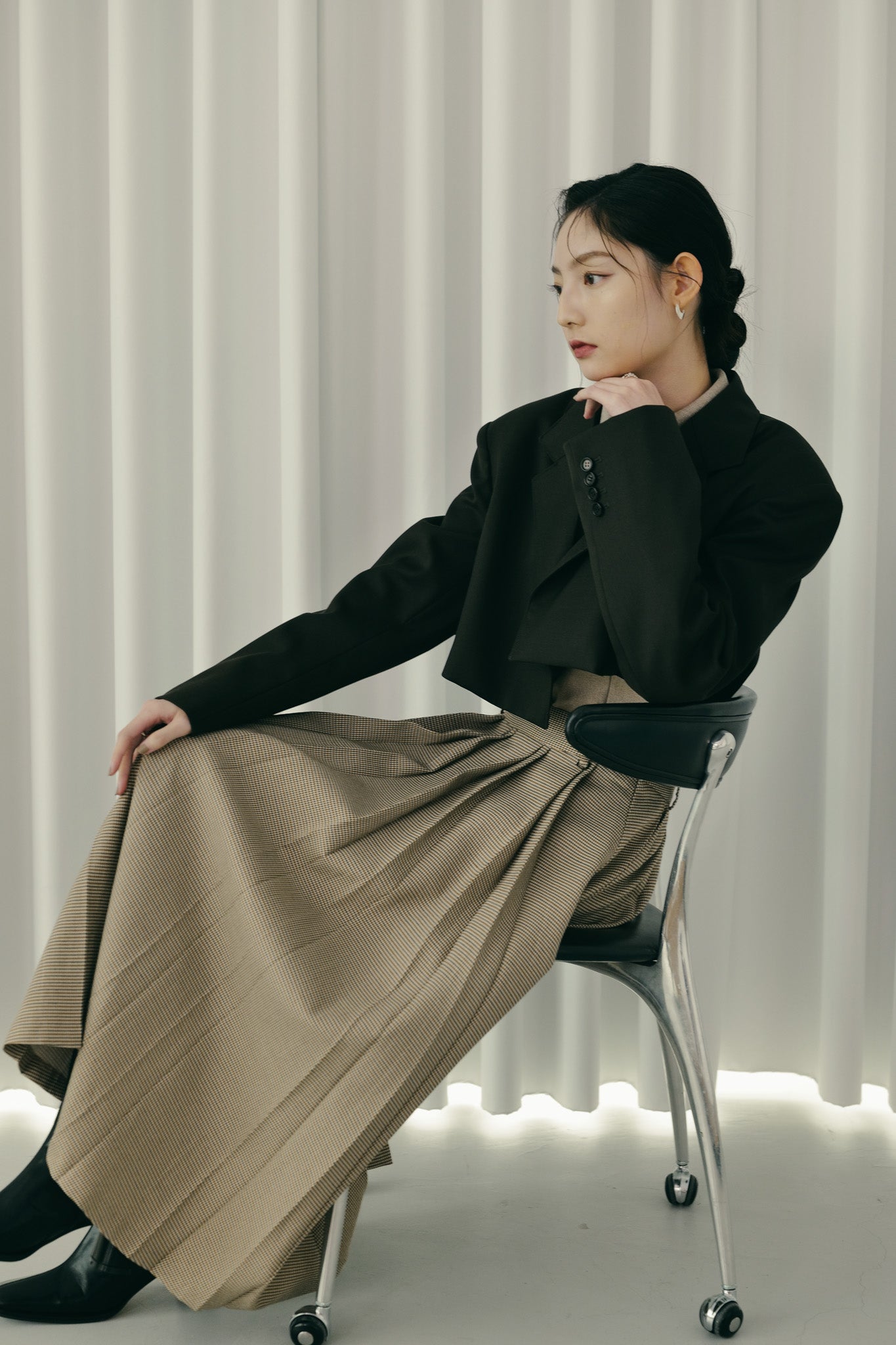 Bode check pleat skirt