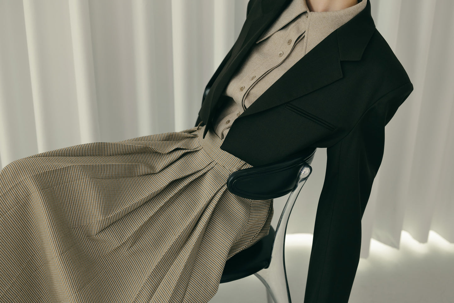 Bode check pleat skirt