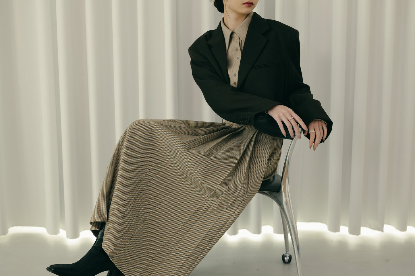 Bode check pleat skirt