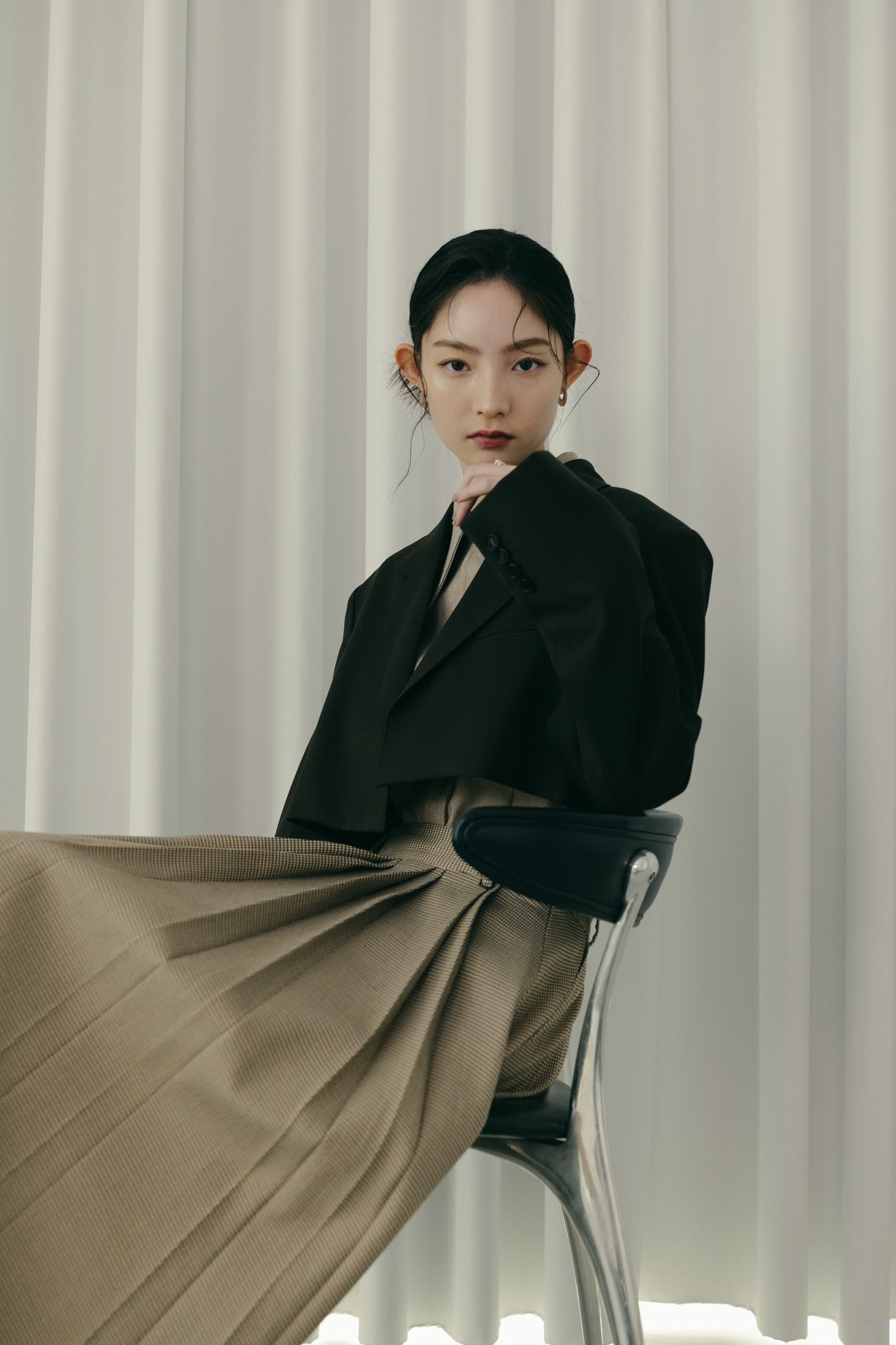 Bode check pleat skirt