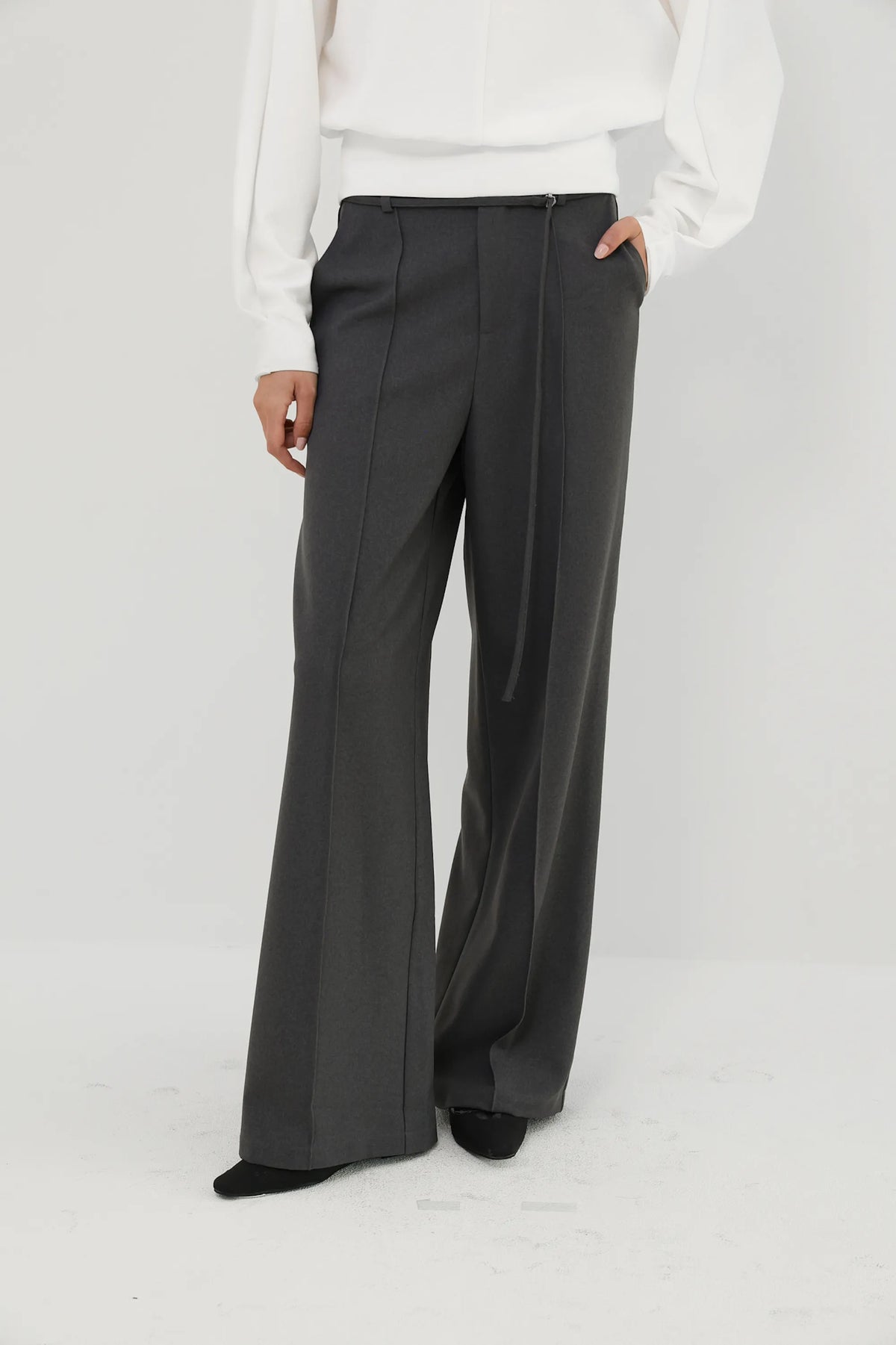 Cerra belted straight trousers