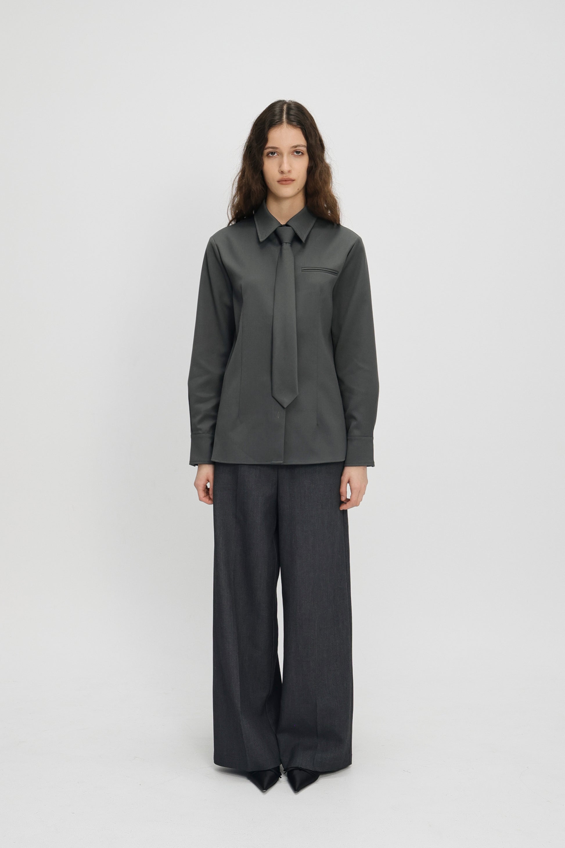 Charles tie shirt grey