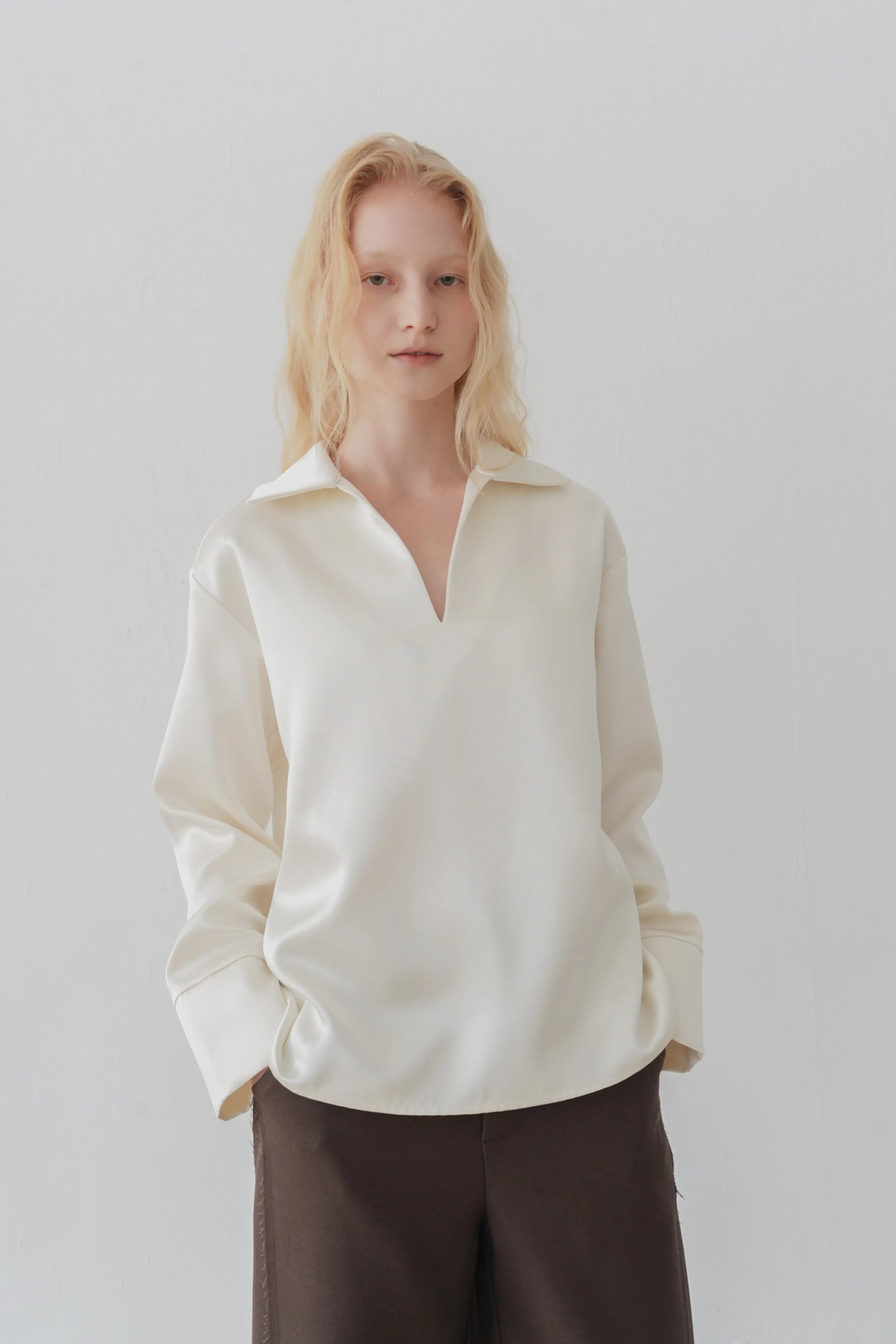 Odal satin top ivory