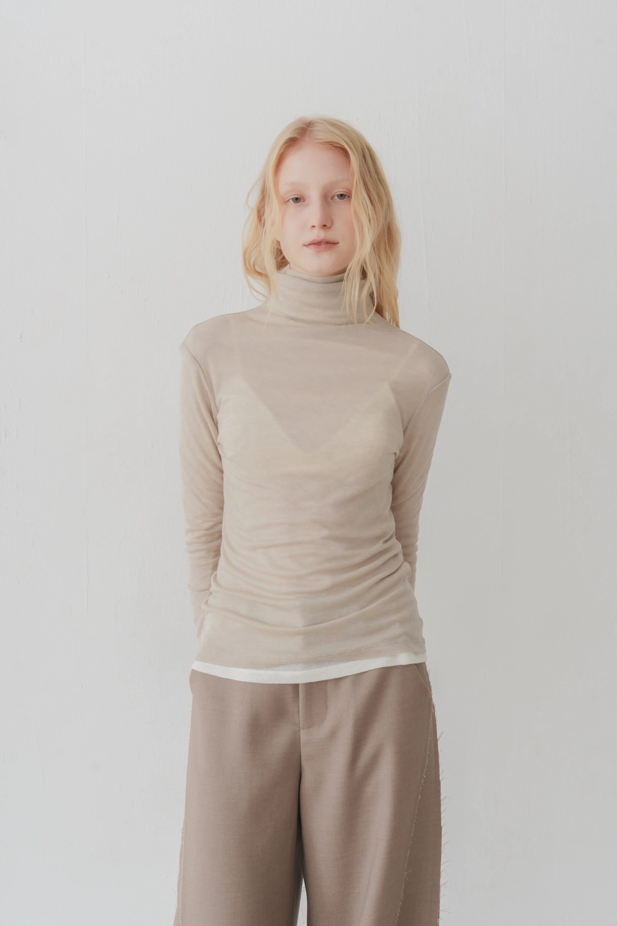 Tencel wool top beige