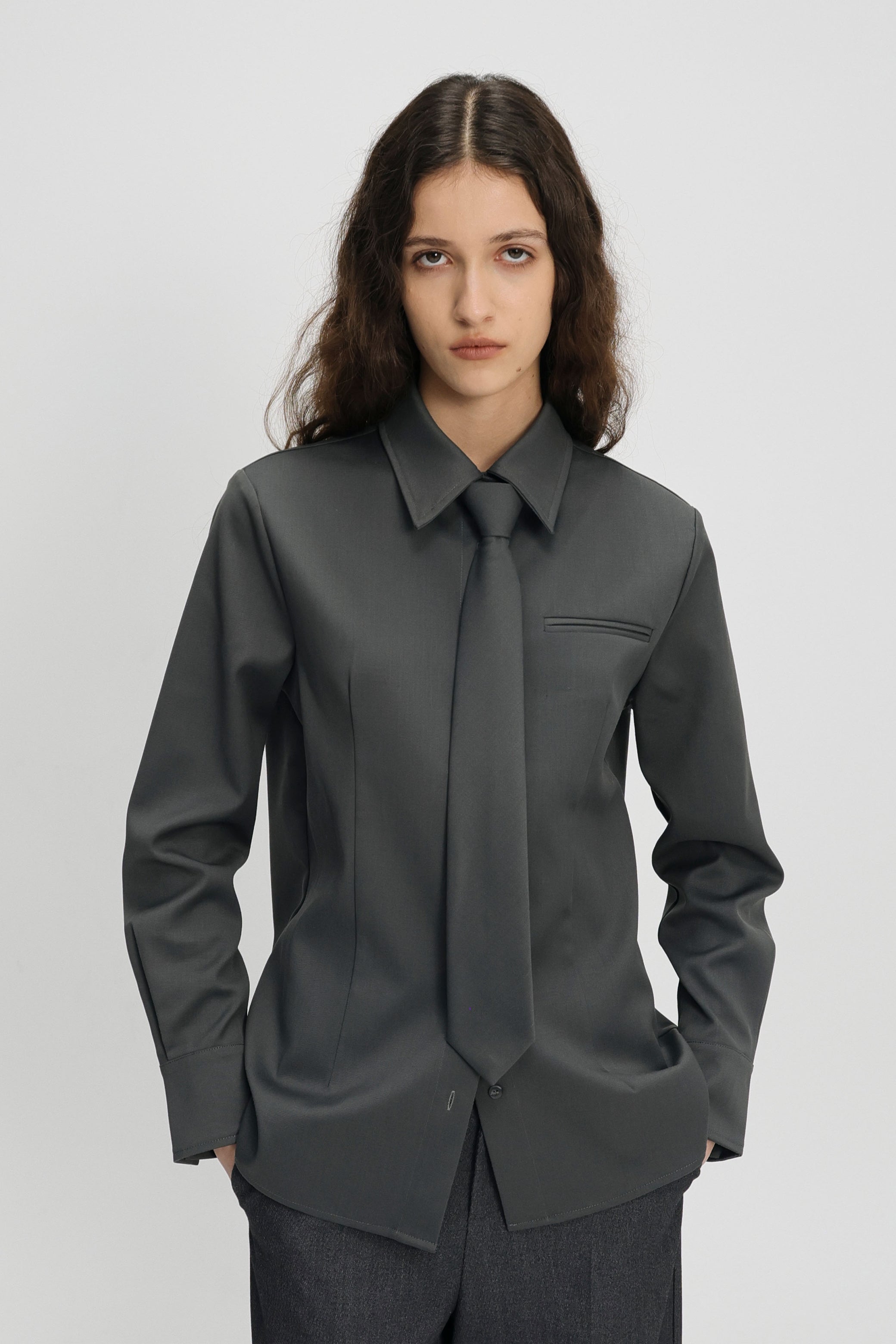Charles tie shirt grey