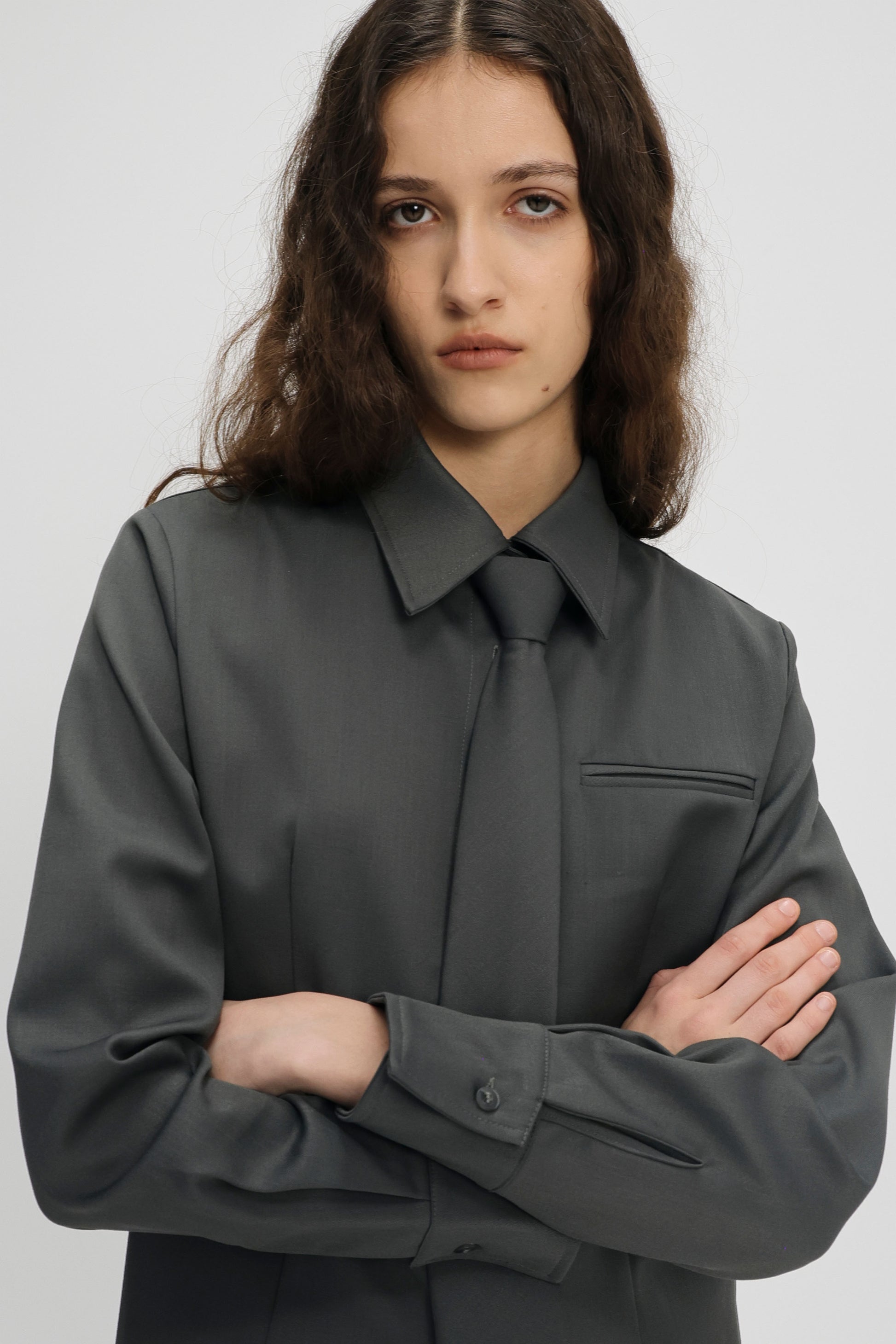 Charles tie shirt grey