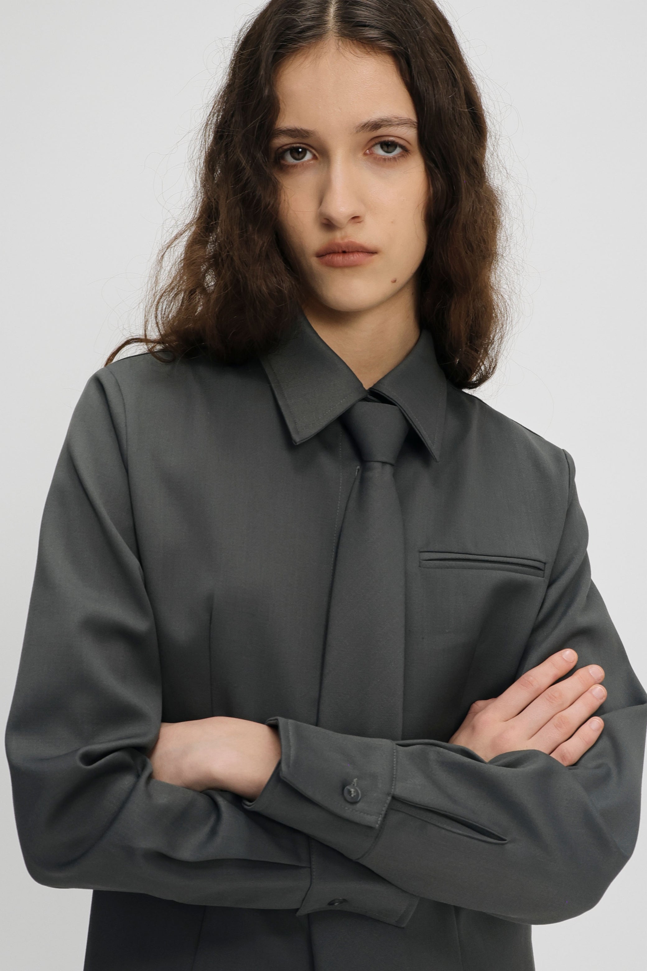 Charles tie shirt grey