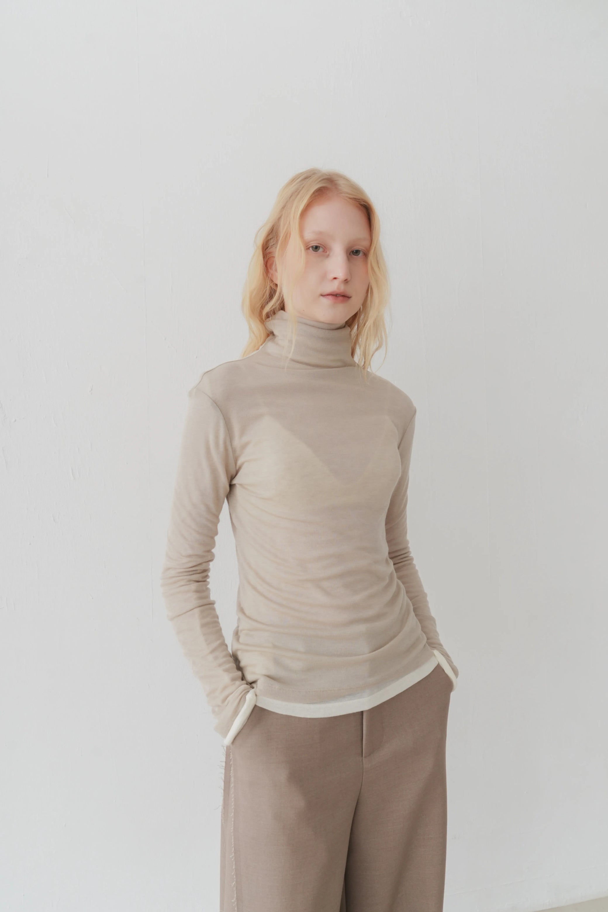 Tencel wool top beige