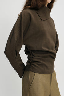 Elvin collar top brown