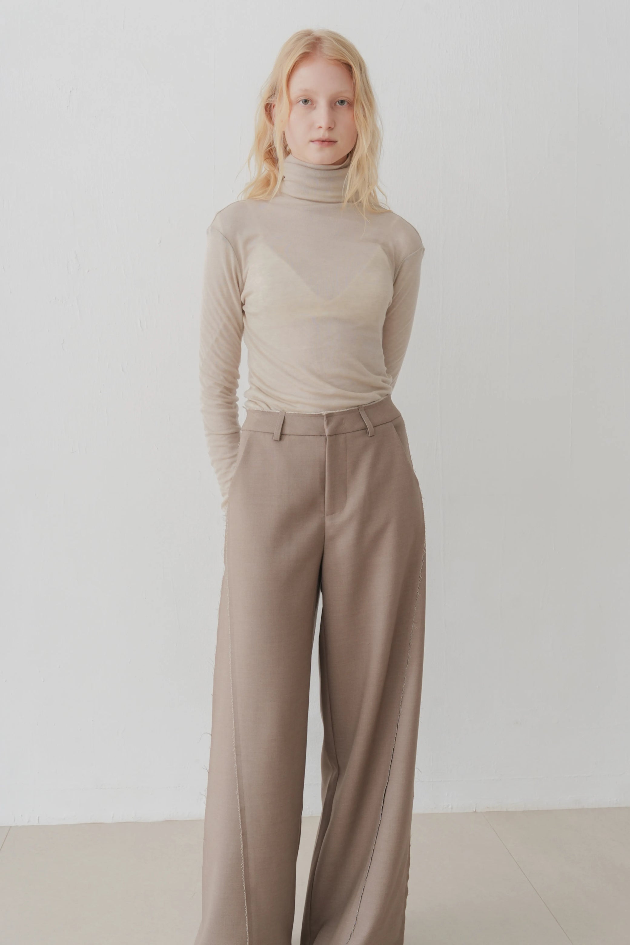 Tencel wool top beige